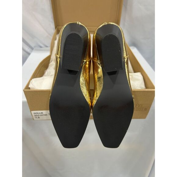 Steve Madden Dollie Gold Leather Boots Gold - Picture 2 of 4